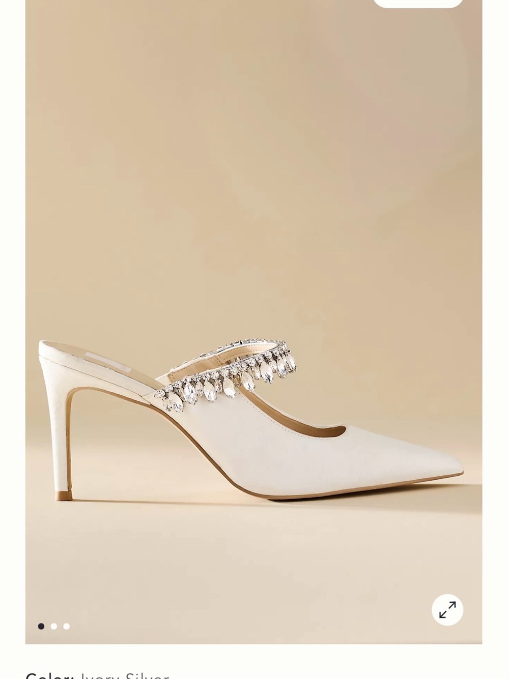 Dolce Vita Ivory Pointed-Toe Jeweled Slingback Mule